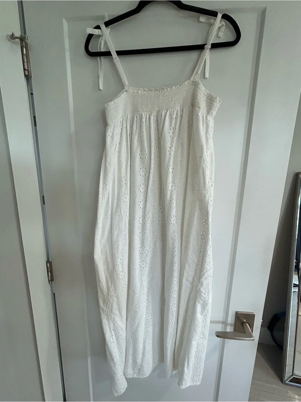 White Eyelet Maxi Dress with Tie Straps